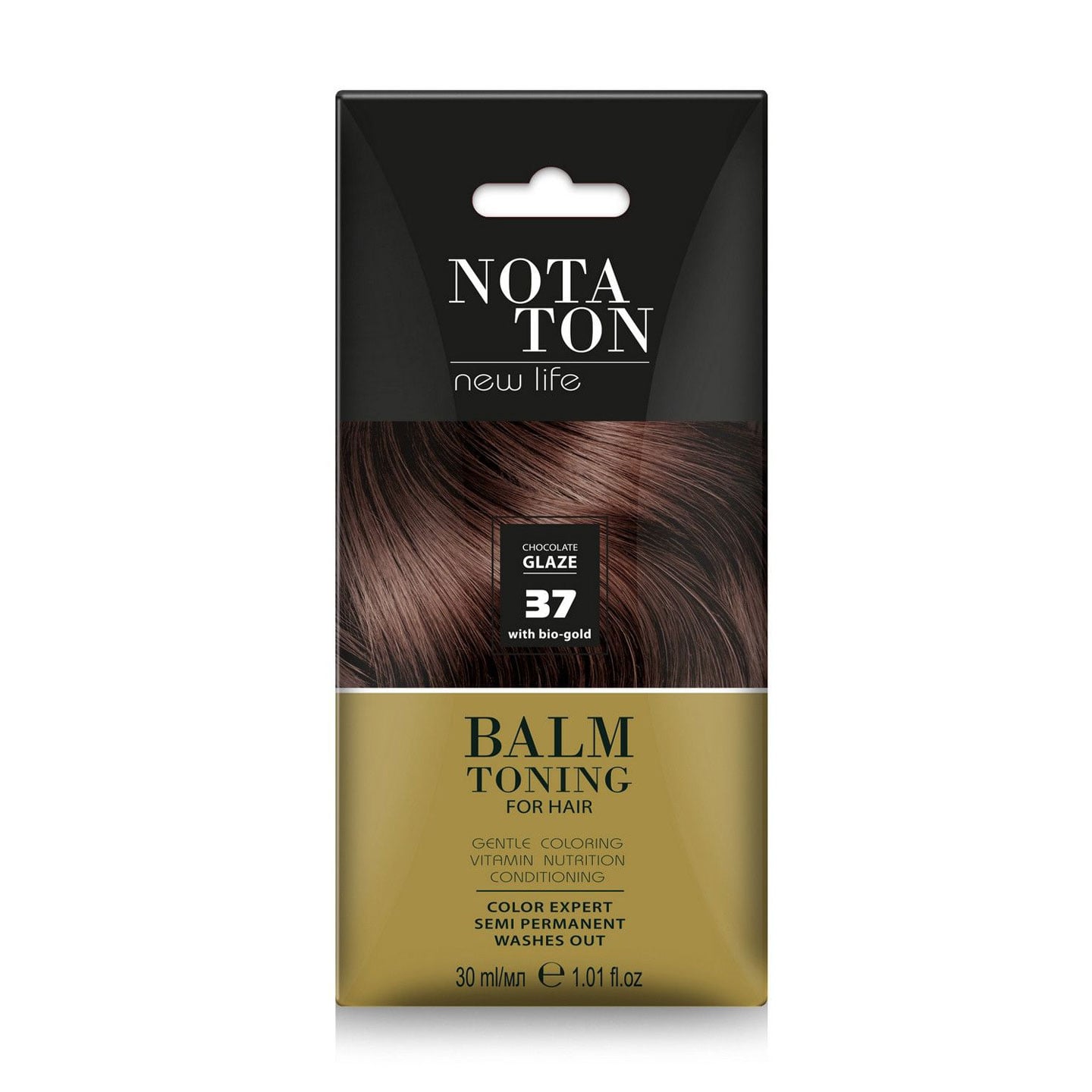Тонувальний бальзам для волосся Notaton New Life Balm Toning з біо-золотом, 37 Шоколадна глазур, 30 мл