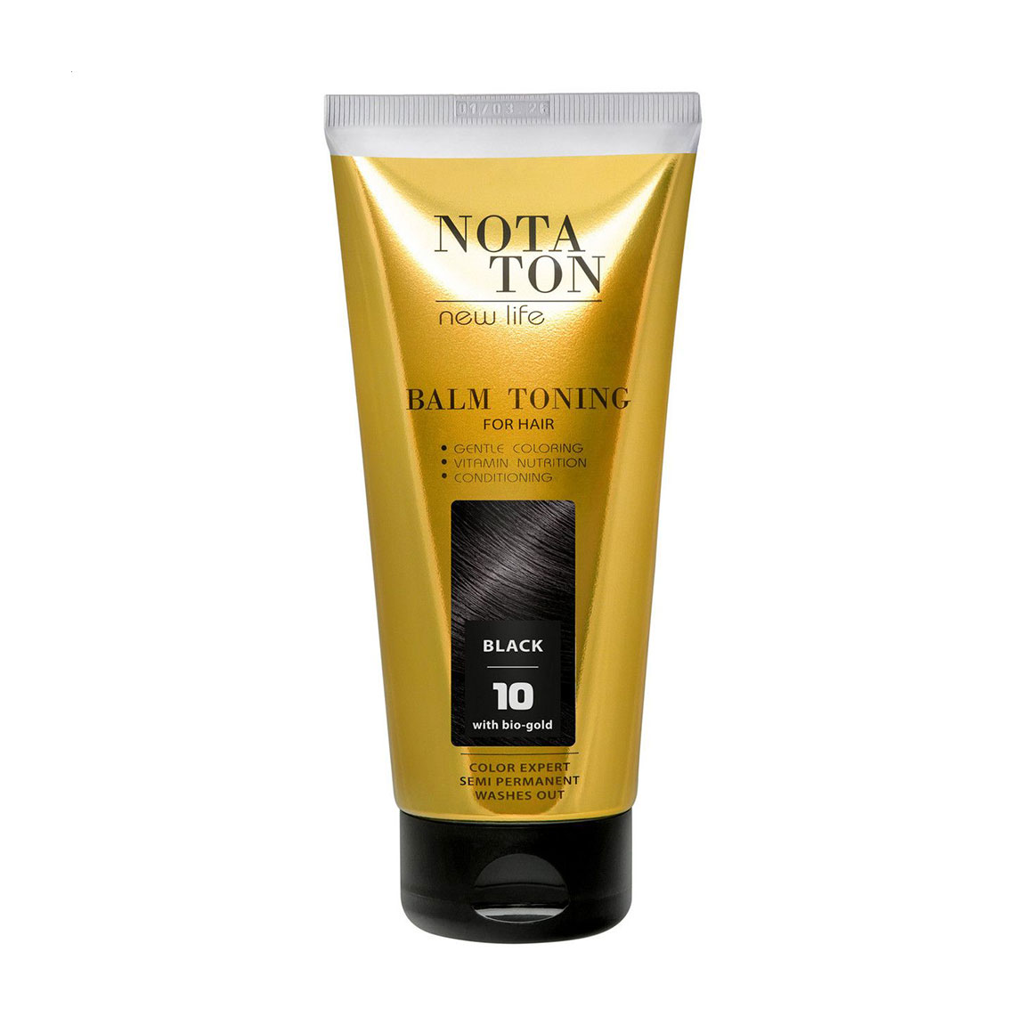 Тонувальний бальзам для волосся Notaton New Life Balm Toning з біо-золотом, 10 Чорний, 150 мл